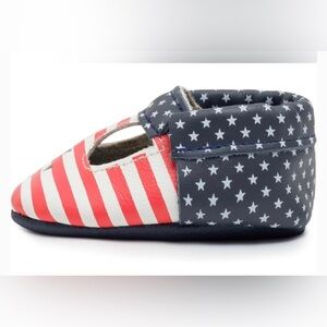 NWOT BirdRock Baby Mary Jane Star-Spangled and hearts Baby Walker Shoes. size 3